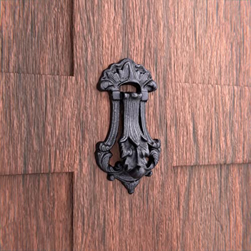 Renovators Supply Manufacturing Door Knockers for Front Door 7.5 in. Black Cast Iron Traditional Door Knocker with Mounting Hardware - color: Black Leaf