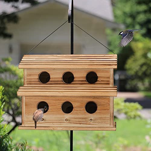 Bird Houses for Outside,6 Hole Outdoor Bird House - Room for 6 Bird Families - Bluebird, Finch, Cardinals Hanging Bird Houses for Garden & Yard