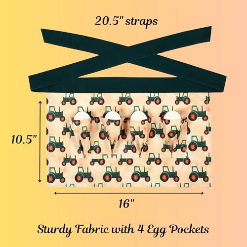 Plum Hill Chicken Egg Collecting Apron - Egg Gathering Aprons for Toddlers and Little Kids - Child Egg Apron for Fresh Eggs - color: Green