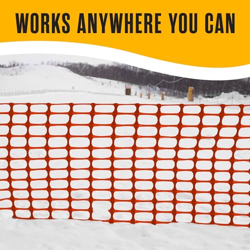 Houseables Plastic Mesh Fence, Construction Barrier Netting, Orange, 4'x100' Feet, 1 Roll, Garden Fencing, Fences Wrap, Above Ground, for Snow, Poultry, Chicken, Safety, Deer, Patio, Garden Netting - color: Orange