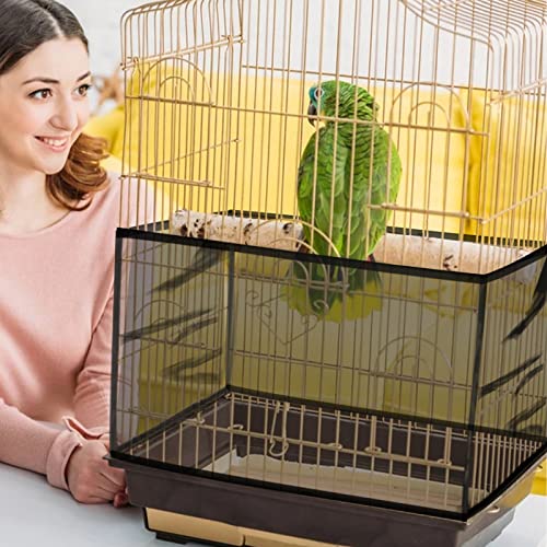 Daoeny 2Pcs Large Bird Cage Cover, Adjustable Parrot Nylon Airy Soft Mesh Net, Universal Seed Feather Catcher, Birdcage Cover Skirt Sheer Guard for Parakeet Macaw Round Square Cages - color: Black & White, size: 118 x 15.7 inch