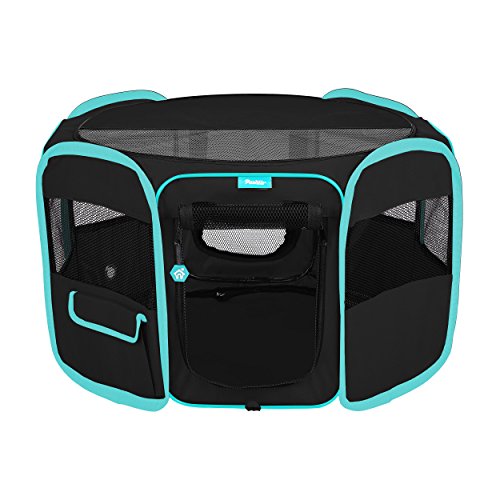 Deluxe Premium Pet Dog Playpen Portable Soft Dog Exercise Pen Kennel with Carry Bag for Dogs, Cats, Kittens, and All Pets (Small, Black) - color: Black, size: Small