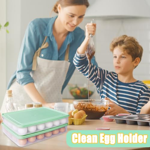 2PCS Deviled Egg Containers with Lid,Portable Storage Carrier Egg Holder,Stackable Plastic Egg Tray Carrier for Kitchen,Fridge,Keep Fresh,Easter(48 Eggs) - style: Green-48 eggs