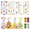 QOIUSO 100pcs Easter Treat Bags: Clear Easter Cellophane Bags for with Twist Ties for Candy Goodie Cookies Sweet and Gifts Packaging - 4 Style Plastic Party Favors Bags - color: Easter-100pcs