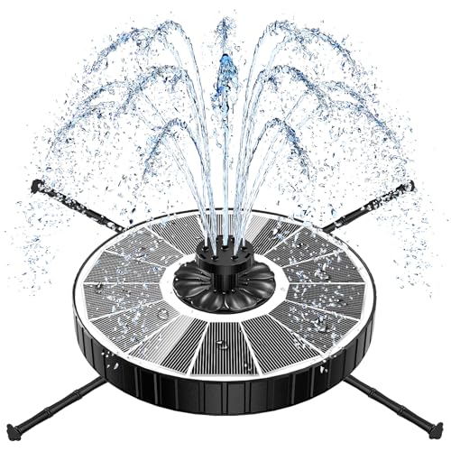 Yzert Solar Fountain, 3-Level Adjustable Water Height, 3.5W Glass Powerful Outdoor Fountain Pump with Rotating Rods & 7 Nozzles for Bird Bath, Garden, Pond, Patio, Flower Pot (2026 Model,White) - color: White