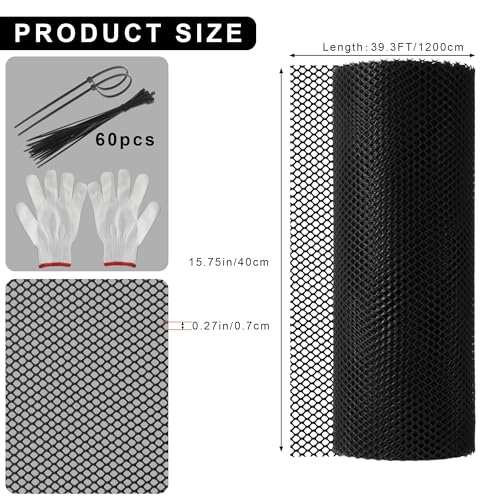 15.7 in x 39.3 FT Black Chicken Wire mesh,Comes with 60 Twist Ties,Plastic Chicken Wire Fencing,Poultry Netting,Poultry Fence,Chicken Wire for Crafts,Plastic Garden Fencing,Floral Chicken Wire - size: 15.7IN*39.3FT
