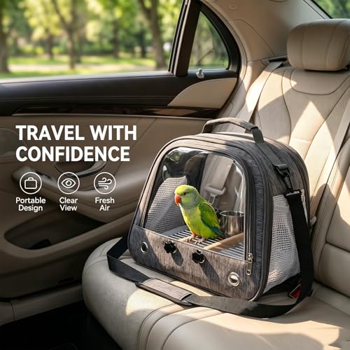 Pethiy Bird Carrier Travel Bag, Bird Travel Carrier Cage for Large Size Parrot Portable Wild Bird Carrier,Lightweight Breathable Bird Backpack Breathable Oxford Parrot Carrier Bag