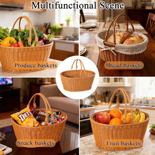 Chicken Egg Basket with Handle，Egg basket for gathering fresh eggs | Rustic woven egg basket with floral liner, holds 60-80 eggs, ideal for countertop display, collecting, or orchard harvesting