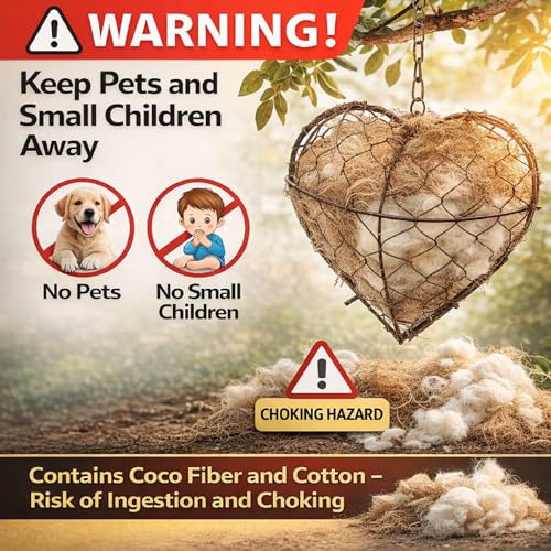 2 Pcs Bird Nesting Material, Hummingbird Nest, Natural Nesting Fiber Cotton, Refillable Nestings Accessories for Wild Bird, Enjoy Birds Gardening Outside, Garden Decoration Gifts (Heart Shaped) - size: Heart Shaped