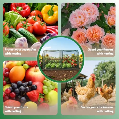 Crop Cage for Garden,98"x49"x49" Tunnel Plant Netting Cover with Zipper,Garden Bed Cover for Protection for Vegetables Fruits,Garden Cage for Plant and Animal