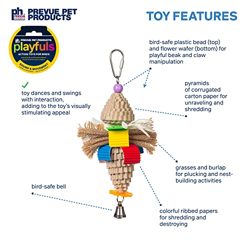 Prevue Pet Products Sound & Movement Mr. Mustache Bird Toy 62614 | Accessories for Parakeets, Conures, Cockatiels, Finches, and Small to Medium Birds