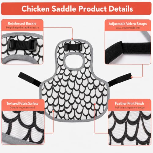 Chicken Saddle for Hens, Adjustable Hen Apron Back Protector for Protection Feather Regrowth, Waterproof Breathable Chicken Clothes with Straps, Apron for Medium to Large Hens Saddle（White） - color: White