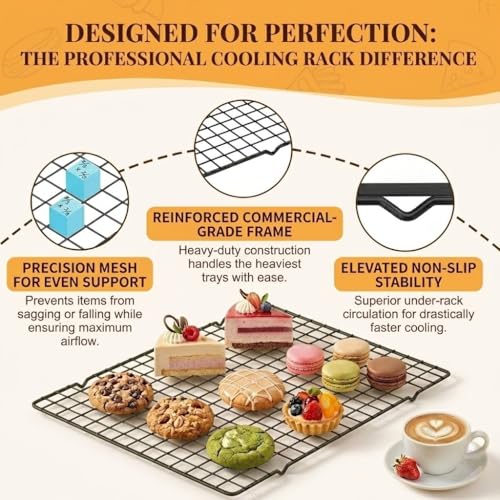5PCS Cooling Racks for Cooking and Baking 10" x 16" Wire Rack Baking Rack, Cookie Rack, Heavy Duty Metal Wire Rack for Grilling, Roasting, Cooking, Drying,Oven Safe Dishwasher Safe