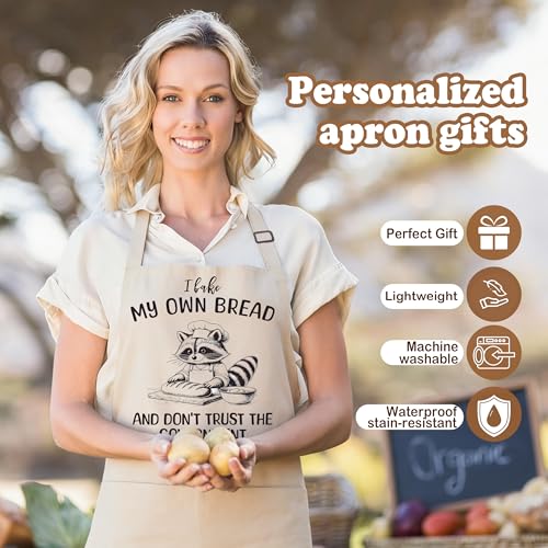 Sourdough Apron for Women with Deep Pockets - Funny Bakers Apron, Unique Sourdough Gifts for Women & Bread Bakers, Adjustable Kitchen Apron for Mom, Mother’s Day Baking Gift - B12 - color: I Bake My Own Bread 2