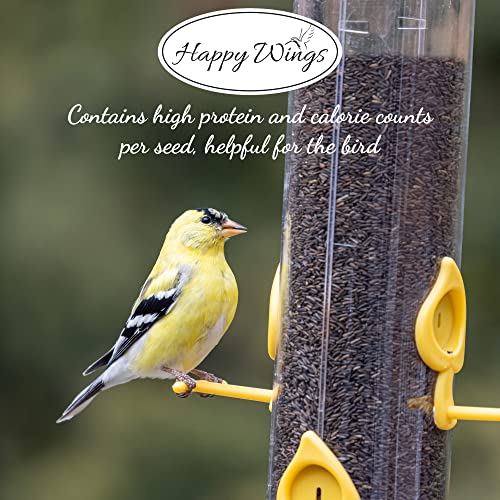 Happy Wings 5LB Thistle Seed Bird Food, 100% Natural, Extra Clean, No Grow | Oil Rich, High Fat & Energy Content, Single Grain, USDA & BRC-GS Approved, Finches, Sparrows, Chickadees, Cardinals, No Mess
