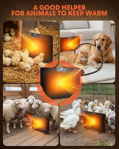 2026 Upgraded Chicken Coop Heater, 200W Chick Brooder Heating Plate with 5 Timing Function & 3 Adjustable Temp, Chicken Brooder Heater with Overheat Protection, UL-Compliant (Dark Black)