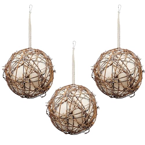 GUTE Globe Hummingbird Nesters 3Pcs Natural Material Refillable Ball | Natural Nesting Material,Refillable Design,Weather-Resistant,Quick-Dry,Hanging Station,For Wrens/Finches,Indoor/Outdoor. - size: 3Pack
