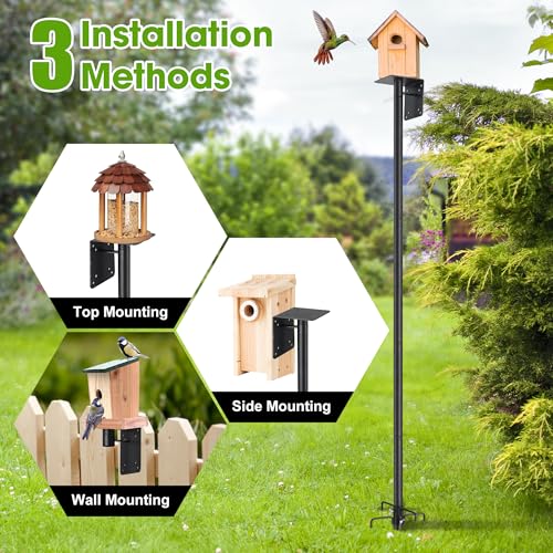 Bird House Pole for Outdoor, 58 Inch Heavy Duty Bird Feeder Pole with 5-Prong Base,1 Inch Diameter Bird Feeder Stand for Yard Garden Patio Watching (Without Bird House) - size: 58"