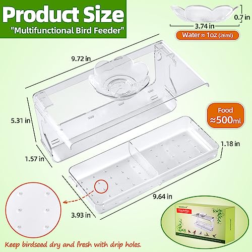 WENMIXER Window Bird Feeder with Non-Marking Self-Adhesive Hooks, Clear and Transparent, Outdoor Wild Bird Watching Gift, Garden Decor (Standard) - style: Standard