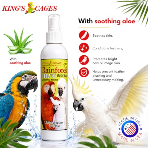 King's Cages Rainforest Mist Bath Spray for Cockatoos & Macaw 8oz. - size: Pk1