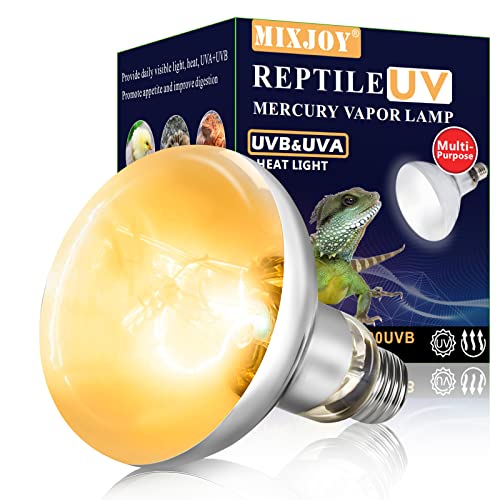 MIXJOY 100W Reptile Heat Lamp Bulb Full Spectrum UVA UVB Sun Light for Reptile and Amphibian Use - size: 1 Count (Pack of 1)