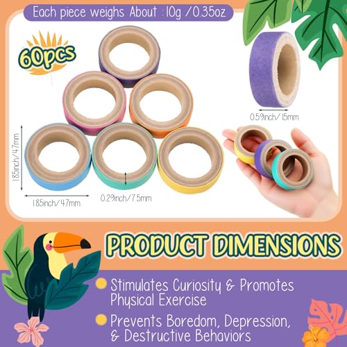 Skyygemm 60 Pcs Parrot Toys Bagels Bird Toys, Durable Cardboard for Bird Toy Bagels Chewing Shredding Foraging Foot for Medium Large Parrot, Macaw, African Greys Cockatoos Eclectus Senegal