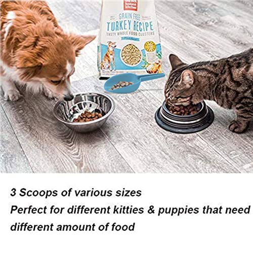3 in 1Ice Scoop Set, Multi Purpose Plastic Kitchen Scoops Canisters, Ice Scooper for Freezer, Rice, Canisters, Flour, Dry Foods, Candy, Pop Corn, Coffee Beans and Pet Food - color: Gray+Blue+Light Pink