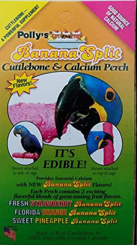Polly's Edible Cuttlebone Calcium Bird Cage Perch for Budgies, Parakeets, Amazons, Blue & Golds, Macaws and Cockatoos.… (Variety, Medium) - color: Variety, size: Medium