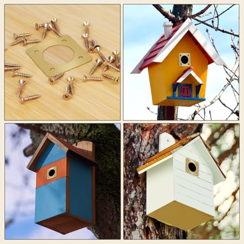 Metal Bird House Guard, Bird House Hole Protector with Copper, Portal Hole Protector for Small Wooden Room, 1-1/8" Opening, 6PCS - size: Opening 1-1/8"
