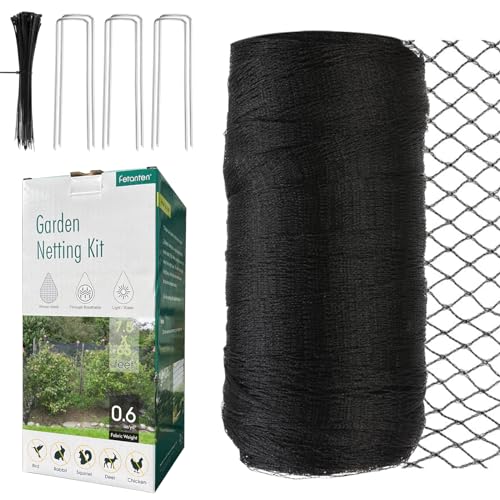 Bird Netting for Garden, Fetanten 7.5 x 65FT Netting for Garden Protection | Heavy Duty Woven Protected Mesh fence for Vegetables Fruit Trees Blueberry Against Birds Deer Chicken with Ties, Staples - size: 7.5 x 65FT