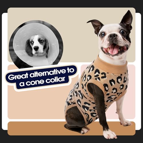 Dog Surgery Recovery Suit, Soft Breathable Neuter Suit for Male Dogs | Post Neuter Surgery Suit, Alternative to Cone of Shame, Wound Care for Dogs, Anti-lick Dog Recovery Suit Brown Leopard XS - color: Brown Leopard, size: Xs(back:8.3-11.4in,wt:4-7lbs)