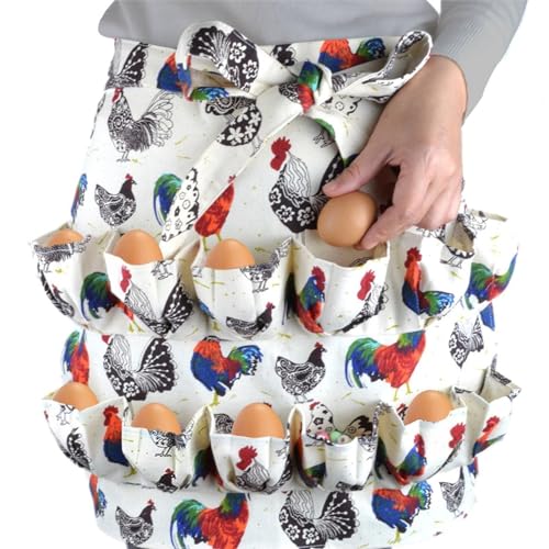 Egg Collecting Apron with 12 Deep Pockets Gathering Holding Farmhouse Fresh Eggs for Chicken Hen Duck Goose