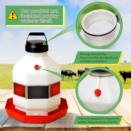 Poultry Fountain Renewal Waterer Part, 10 Replacement Cap,4 O Ring,Red | Compatible with Miller PPF3/PPF5/PPF7,Compatible with Farm-Tuff 3/5/7 Gallon Poultry Founts - color: Red