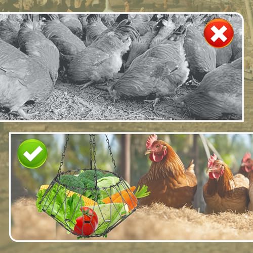Hanging Chicken Feeder, Foldable Chicken Vegetable and Fruit Food Dispenser, Poultry Feeding Basket with 4 Hanging Chains, Poultry Feeding Vegetable Fast Food Ball (2 Pack) - size: Bag 2Pack