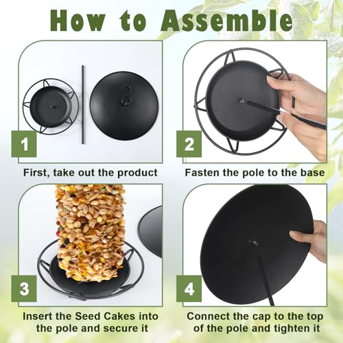 2 Pcs Cylinder Bird Feeder Outdoor Seed Cake Feeder Metal Suet Cake Holder Backyard Wild Bird Feeding Feeders for Outdoors Garden (Black) - color: Black