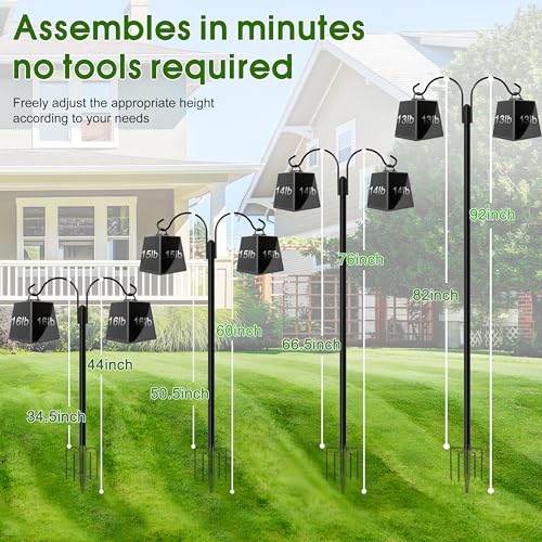 Shepherds Hooks for Outdoor, 2-Pack 92 Inch Heavy Duty Bird Feeder Pole, Garden Pole for Hanging Plants, Lantern, Hummingbird Feeder, Hanging Plant Stand with 5 Base Prongs - size: 92 INCH, style: Style D