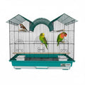A&E Cage Co Triple Top Bird Cage for Parakeets & Finches, 26"x14"x23" Teal | Decorative Triple Roof, 2 Feeder Stations, 3 Wood Perches, Slide-Out Tray, Carry Handle, Safe Narrow Bar Spacing