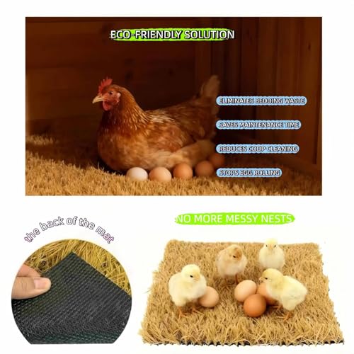 Chicken Nesting Pads 12x12" Washable Nesting Box Pads for chickens 4 Pack | Reusable Artificial Grass Nest Box Liners for Chickens - Easy Clean Poultry Bedding for Chicken Coop with Drainage Holes