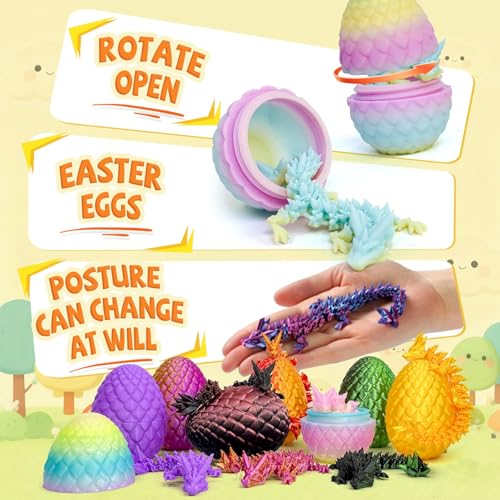3D Printed Dragon Eggs with Dragon Inside,Prefilled Easter Eggs Filled,Articulated Flexible Dragon,Easter Advent Calendar Easter Basket Stuffers,Collectibles for Adults Teens Boys (18pcs) - color: 18pcs