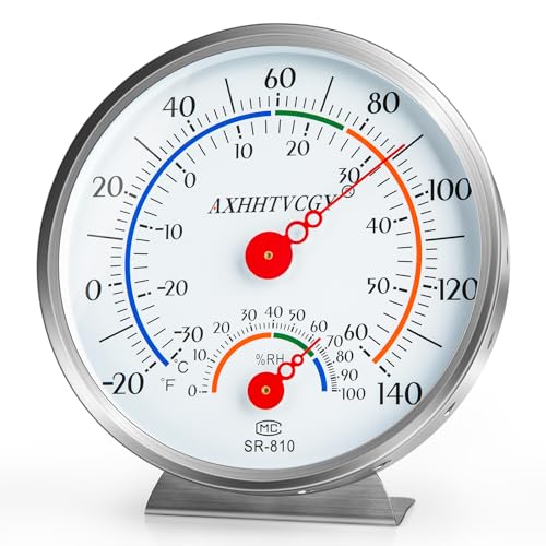 Indoor Outdoor Thermometer Hygrometer, Large Dial | Waterproof, Wall Mount, Accurate & Easy to Read, For Home, Garden, Patio, Greenhouse, Farmhouse Decor