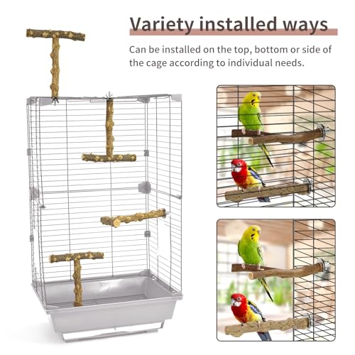 Bird Perches, 6pcs Natural Wood Birds Stand Branch, Bird Perch Chewing Stick Cage Accessories Parrot Climbing Standing Branches Paw Grinding Fork Sets for Parakeet Lovebirds Cockatiels