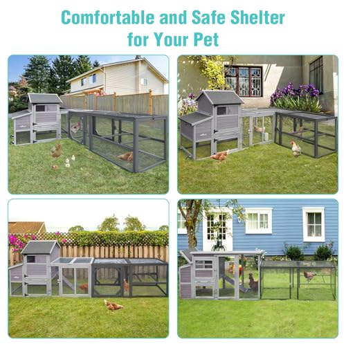 Suumerpety Heavy-Duty Metal Chicken Coop Run Extension - 14.3 sq ft Lockable Outdoor Playpen for Chickens, Ducks, Rabbits | Predator-Proof Design, Expandable Panels & Weather-Resistant Frame
