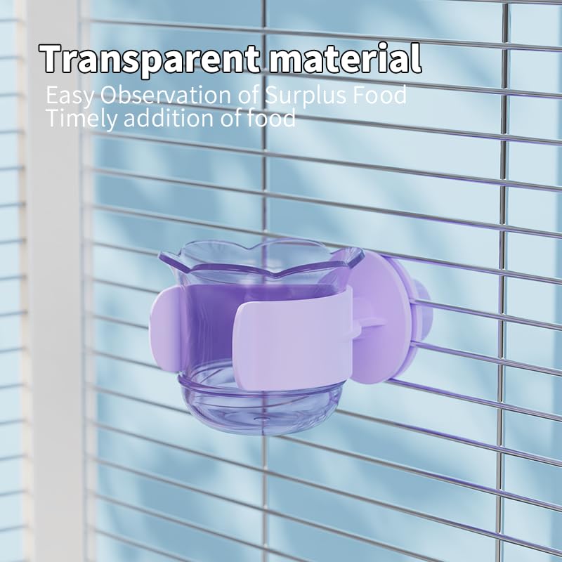2pcs/4pcs PET Bird Bowls with Clamp, Bird Cage Feeder, Durable Water Bowl, Feeding Cups, Water Feeder for Cockatiel, Parakeet, Macaw, Finches, Lovebirds, Small Animals Gray (Purple, 2pcs) - color: Purple, size: 2pcs