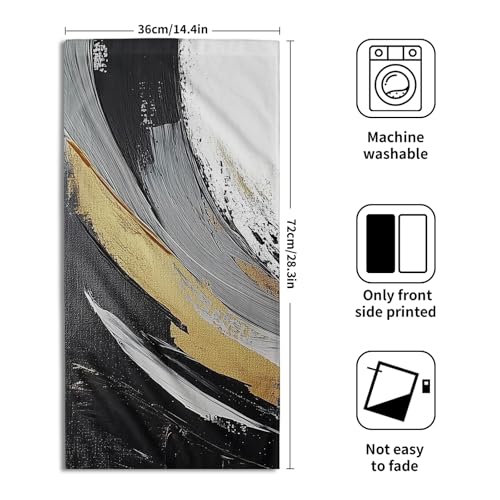 Giwawa Black White and Gold Hand Towels Black Gold Abstract Painting Kitchen Towels Modern Black White Grey Minimalist Neutral Towels Set of 2 Decorative Bath Towels for Home Decor 14 x 28 Inch - color: Black White and Gold