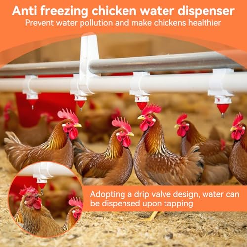 20 Pack Chicken Water Nipples, Leakproof Chicken Waterer Nipples with Drill Bits, Stainless Steel & Plastic Poultry Watering System Poultry Water Nipple Drinker Feeders for Poultry Chicken Duck Bird