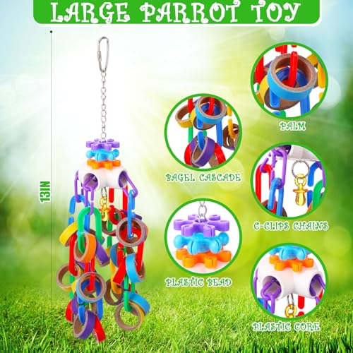 Soulchen 4 Pcs Extra Large Bird Parrot Toy Set Natural Wooden Chewing Toy, Rattan Ball, Wood Nut Loofah String (Bagged) for Large Medium Macaws, African Grey, Parrots (Corn Cob) - style: Corn Cob