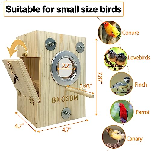BNOSDM Parakeet Nesting Box Transparent Bird Breeding Nest Boxes Natural Wood Bird Cage (S) - size: Small
