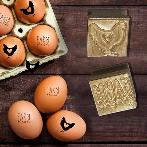 2Pcs Egg Stamps,Chicken Egg Stamp, Egg Stamps for Fresh Eggs, Farm Fresh Egg Stamp for Farm Backyard Chicken Coop Branding Gift Giving
