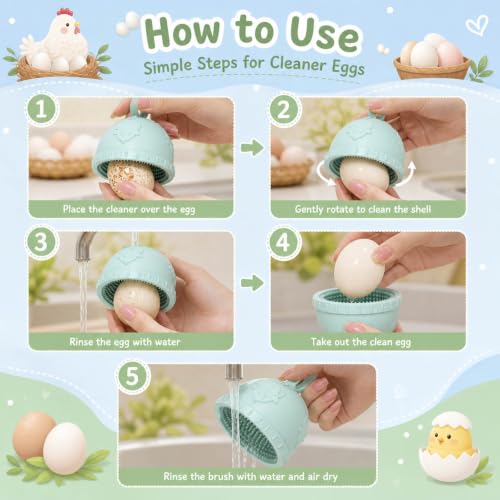 2PCS Egg Scrubbers, Egg Washer for Fresh Eggs, Egg Cleaner for Fresh Eggs, Multi-Purpose Farm Fresh Egg and Vegetable Cleaning Tool, Dishwasher Safe Kitchen Gadget