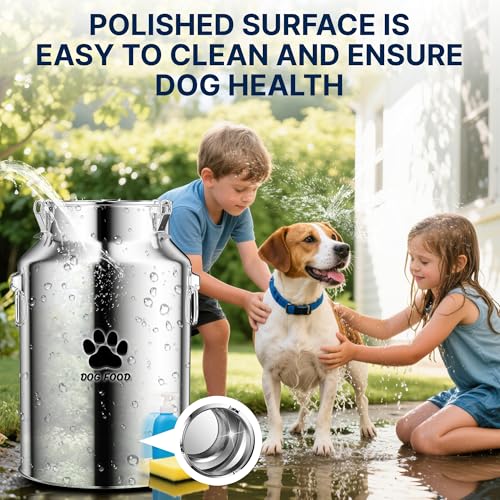 40Lbs Large Metal Dog Food Storage Container, Stainless Steel Dog Food Storage Container